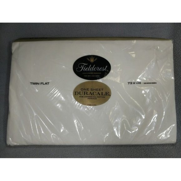 NEW Vintage TWIN Fieldcrest Flat Bed Sheet WHITE Sealed Package Percale USAANB